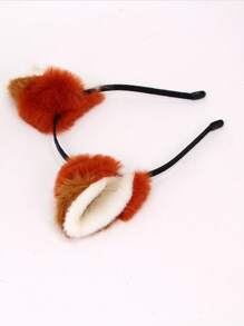 1pc Women's Plush Faux Fur Fox Ear Headband, Holiday Party Costume Cosplay Hair Accessory Halloween