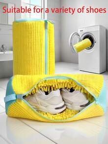 2/1pc 360° Washing Machine Shoe Bag, Suitable For All Shoe Types, Such As Sneakers, Canvas Shoes, Kids Shoes, Men's Shoes, Women's Shoes, Etc. Contains Rich Wool To Prevent Deformation, Machine Washable, Air Dry, Protective Laundry Bag/Bathroom Accessories/Daily Household Essentials/Travel Back To School Essentials
