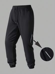 Men Fitness Boyfriend Style Men Drawstring Waist Flap Pocket Side Sports Pants