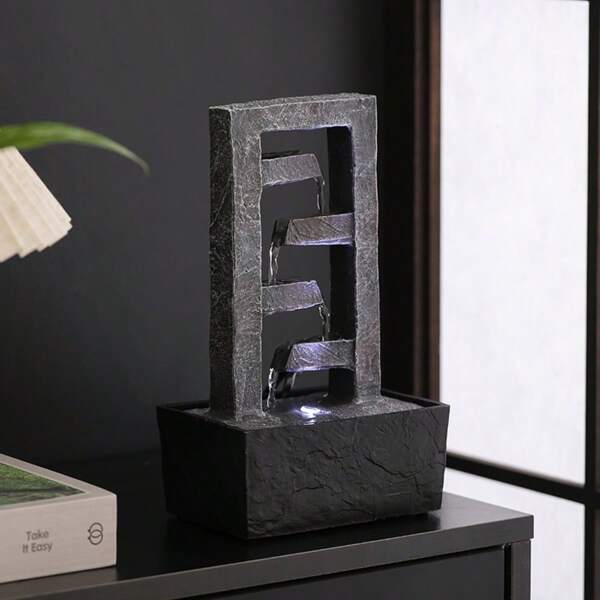 1pc Indoor Desktop Waterfall Fountain Flowing Statue Decoration, Very Suitable For Relaxing And Enhancing Feng Shui. The Perfect Decoration For Home And Office