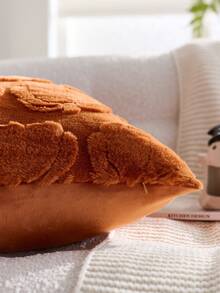 1pc Halloween Orange Pumpkin Decor Throw Pillow Case, Plush Velvet Reverse Side, Square Cushion Cover, Holiday Home Pillow Sham Decor, Soft Comfortable Velvet Fabric, Modern Decor For Sofa, Home & Bedroom,Fall Decor,Autumn Decor,Room Decor - Orange - View 6