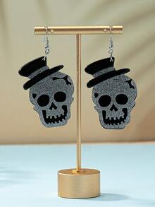 1 Pair Women's Halloween Acrylic Ghost Scream Cat Earrings, Fashionable & Unique