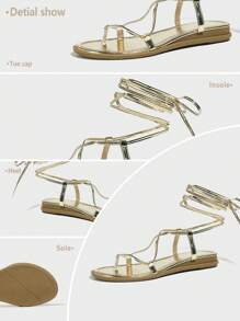 Sandalias planas para mujer, nuevas sandalias romanas casuales con cordones para vacaciones de verano, sandalias plana de playa para mujeres