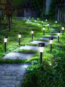 8pcs/10pcs/12pcs Solar-Powered Garden Lights, Outdoor Ground Plug-In Night Lighting Lawn Lights, With Waterproof Effect /35mAh, Suitable For Garden And Terrace Decoration, Outdoor Camping Light Decoration, Home Courtyard Street Lamp Decoration (White Light/Warm Light)