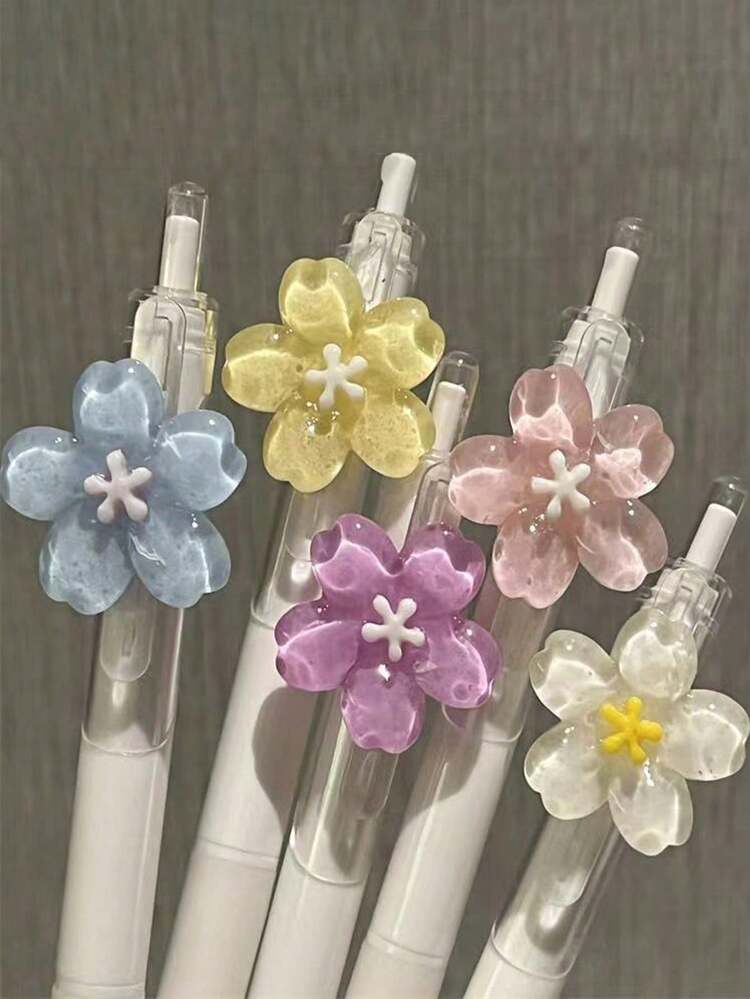 1支韩国时尚透明花卉图案中性笔，签名笔，速干顺滑黑色墨水，0.5mm笔尖，适用于学生、办公室、文具、考试、图书馆、医院、医生、护士、家庭、学校、教师，也适合作为礼物送给朋友、同学、家人、孩子、兄弟姐妹，以及作为迎接新学期的文具用品。 - 彩色 - 查看 12