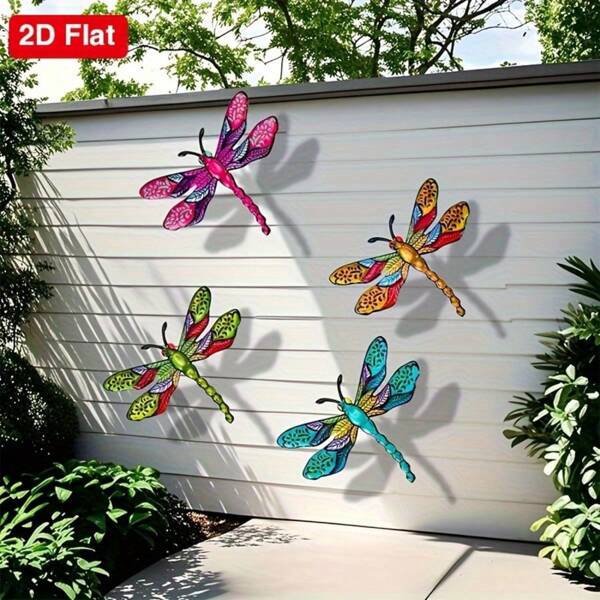 4pcs 2D Flat Acrylic Boho Dragonfly Wall Decor - Indoor Outdoor Wall Art Decoration, Suitable For Home, Bedroom, Living Room And Outdoor Spaces, Various Festivals Decoration, Housewarming Gift