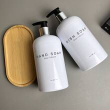 2 件套洗手液和洗洁精套装，含竹托盘、农舍装饰、泵式分配瓶、500 毫升乳液分配器 - 彩色 - 查看 4