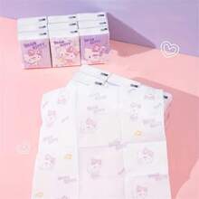 Sanrio 9pcs Sanrio HelloKitty 9-Pack Co Branded Handkerchief Paper, KT Cat Printed Chiffon Paper, Portable Face Towel Paper, Perfect For Work, Spring/Summer Travel Vacation Sanrio For Hello Kitty Tissue - Cute Cartoon Printed Thick Tissue, Suitable For Students, Work, Travel, Spring/Summer Use, Accessories For Hello Kitty