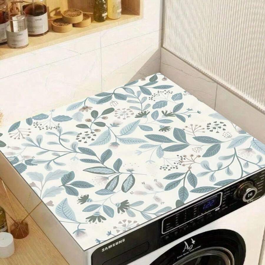 1pc Printed Washing Machine Top Cover Pad - Fabric Protector For Kitchen And Bathroom Decor, Diatomite, Vivid Home And Laundry Room Accessory, Washing Machine Top Cover Pad, Laundry Room Decor, Natural Texture Design