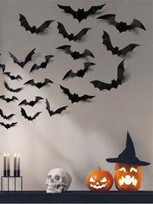 Fake Plastic Halloween Wall Decor Bat, 28/56/120 Waterproof Black 3D Bat, Outdoor Halloween Decor, Halloween Decor, Room Decor, Gothic, Christmas Decor, Furniture, Essential Decor, Party Bag Filler, Prank, Decorate Office, Desktop, Exterior, Halloween, Halloween, Evil, Picture Frame Dorm Essential, Decor, Gift, Fall Decor, Fall Home Decor, Home Decor Living Room