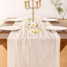 3pcs Ivory Cheese Cloth Table Runner, 118 Inches/10 Feet (Approx. 300cm) Bohemian Farmhouse Gauze Table Cloth For Wedding Party Birthday Home Decor Holiday Decoration - متعدد الألوان - مشاهدة 15