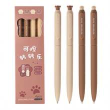 4 支卡通爪子凝胶笔套装可擦黑色彩色墨水旋转打开 0.5 毫米圆珠笔适用于书写办公室学校、学校用品、返校 - 均碼 - 查看 4