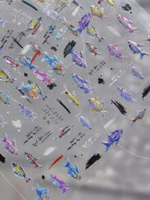 夏日海滩海洋贝壳海星蛤蜊海螺星星泡泡海洋指甲软浮雕装饰美甲贴纸美甲贴花 - 彩色 - 查看 1