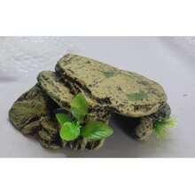 Realistic Resin Turtle Sundeck - Artificial Rock Sanctuary & Terrarium For Reptiles, Frogs & Turtles | Easy-To-Install Aquarium Ornament With Natural Rock Texture And Green Moss Cover, Turtle Habitat Decor