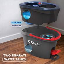O-Cedar RinseClean Spin Mop & Bucket System | Clean With Fresh Water | Eliminates 99% Of Bacteria - Rinseclean Spin Mop & Bucket + 1 Extra Refill - 查看 3