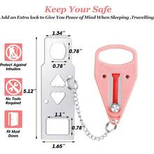 AceMining Home Security Door Locker Travel Lockdown Locks Additional Safety And Privacy Traveling Hotel Home Apartment College-Pink(1 Pack)