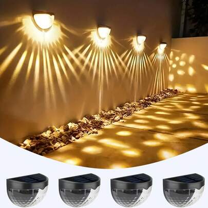 Bộ 1/2/4/8 đèn năng lượng mặt trời dùng cho hàng rào, sân hiên, tường năng lượng mặt trời, đèn LED trắng gắn tường ngoài trời, đèn trang trí sân vườn, nhà cửa, hiên nhà, sân, gara, cắm trại, Halloween, tiệc Giáng sinh.