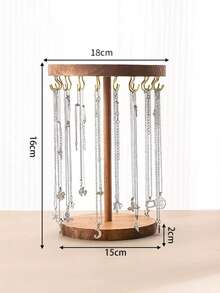 Soporte de madera natural de estilo simple con 18 agujeros para exhibir collares, colgantes, pulseras y joyería para escaparate de tienda de joyería - Multicolor - Ver 7
