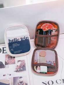 1 szt. Wielofunkcyjna damska kosmetyczka, podręczna kosmetyczka z zapięciem na zamek błyskawiczny, odpowiednia do przechowywania kosmetyków, pędzli, kosmetyków do pielęgnacji skóry, telefonu, monet, drobnych przedmiotów, do domu, podróży, na wakacje, do szkoły