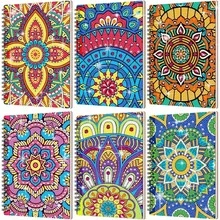 6 Pack 5d DIY Diamond Art Kits For Adults Beginner A5 Leather Mandala Diamond Painting Spiral Notebook Gift Mandala Art Cover Notepad Sketchbook Journal Crafts Acssories With Tool - Multicolor - View 1