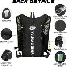 1 件男女款跑步背心轻便补水背包（仅背包，无水袋），骆驼水袋背心水力背包，适合徒步旅行、越野、滑雪、露营、骑自行车、比赛、马拉松（仅背包） - 黑色 - 查看 3