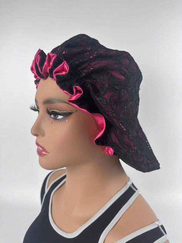 1 pièce Conception épurée, bonnet de sous-casque noir respirant en maille pour femmes - élastique, léger et portable | Casquette de cheveux en polyester à la mode