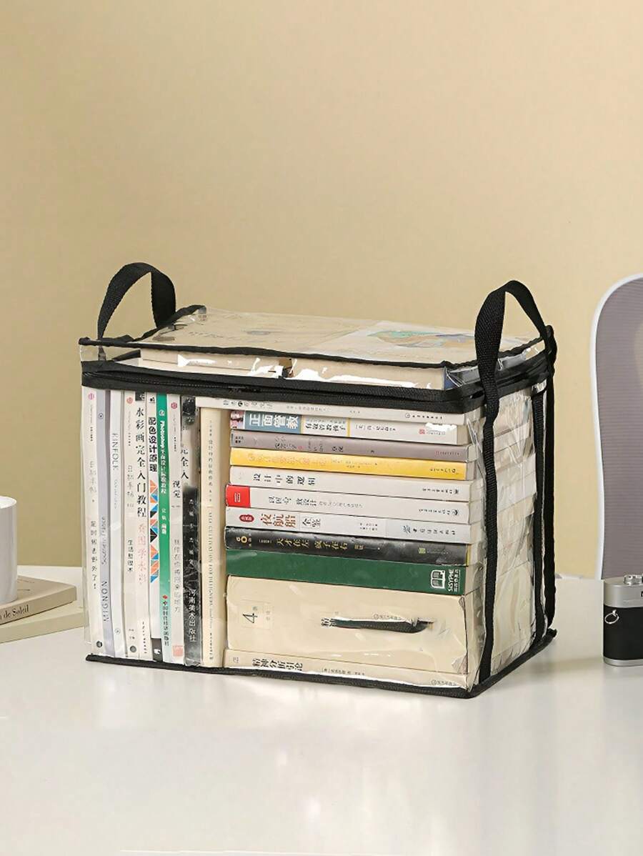 Foldable Book Box, Student Dormitory Classroom, Book Storage Box, Transparent Waterproof Household Book Sorting And Storage Box