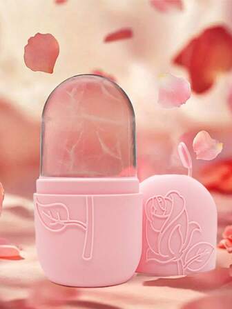 1 件面部和眼部冰滚按摩工具，护肤硅胶冰模（随机花朵图案），女士礼物
