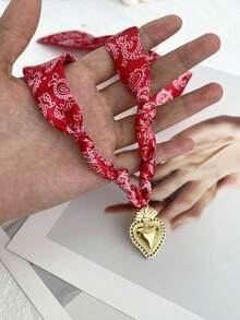 1件波西米亚风优雅奢华铜质不对称心形印花项链,适合女性、姐妹、情侣佩戴,可作为珠宝礼物,也适合日常约会、派对、节日、圣诞节、度假等场合。 - 項鍊 - 查看 3