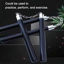 Solid Rubber Nunchucks With Steel Chain & Smooth Bearing Ball System – 11.4" Handles, 7.48" Chain, 1.39lb – Durable Double Sticks For Adult Professional Martial Arts Practice, Performance & Exercise (1Pcs)