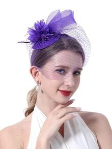 1pc Women's Vintage Hat, 20s/50s Style Pillbox Hat, Kentucky Derby Hat With Floral Veil, Wedding Tea Party Hat - A - View 17
