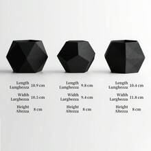 ORIZZONTE Geometric Succulent Plant Pot Set – 3 Piece Modern Faceted Design Pots For Cactus And Succulents, Indoor Decoration For Home Or Office, Selectable Colors, – 100% Made In Italy, Shipping From Italy - Black - View 9