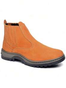 Durable Genuine Leather Boot With Gel Insole Heavy Duty Men's Cheap Promotion - 芥末黃 - 查看 4