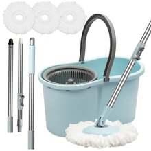 Mop Buckets For Floor Cleaning 360° Spin Wringer Separate Dirty Water With Replaceable Microfiber Mop Head Wet And Dry Suitable For Office And Home Use,Blue - Màu xanh nhạt - Xem 1