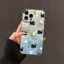 Funda para móvil verde pera con patrón de glaciar negro transparente. Compatible con phone 16, 16 Plus, 16 Pro, 16 Pro Max, 15, 15 Pro, 15 Pro Max, 15 Plus, 14, 14 Pro, 14 Pro Max, 13 Pro y 12 Pro Max. 11/X/Xsmax - transparente - Ver 2