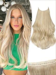 Invisible Wire Hair Extensions Long Wavy Layered Synthetic Hair Extensions With Transparent Wire Adjustable Size 4 Secure Clips For Women Daily Wear - Multicolor - View 10