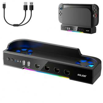 AOLION For Switch 2 Base Cooling Fan NS2 Gaming Palm Base HUB Expansion Dock High Speed Cooling Dual Fans Switch2NGC Base Expansion Accessories