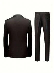 2 Piece Classic Men's Double Breasted Suit - 2 Piece Suit - Wedding, Interview, Party Formal Wear - Slim Fit Groomsmen Tuxedo Jacket + Pants Set - màu đen - Xem 2
