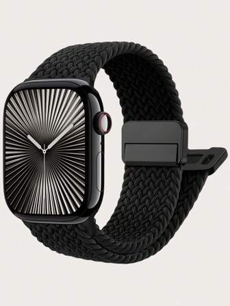 Uppgradera magnetiska flätade stretchiga armband med magnetiskt spänne kompatibelt med -armband 38mm 40mm 41mm 42mm 44mm 45mm 46mm 49mm kvinnor män, mjuk nylon Sport Solo Loop kompatibel med -serien 11 10 9 8 7 6 5 4 3 Ultra 3 2 1 SE