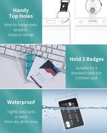 Uniclife - Paquete de 2 soportes para insignias, vertical de plástico transparente con carrete retráctil de insignia, mosquetón con clip, protector de tarjetas de crédito, tarjetas de proximidad, - Transparente - Ver 5