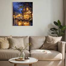 Adult Digital Painting: From Beginner To Advanced Digital Painting Kit - Fun Adult DIY Art And Craft Project - Kit Includes - Canvas Painting, 3 Brushes, Acrylic Paints, Home Decor Art Kit (Night Street Cafe, 16x20 Inch Unframed)