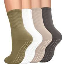 4 双防滑普拉提袜，带抓地力，适合瑜伽、芭蕾、赤脚锻炼