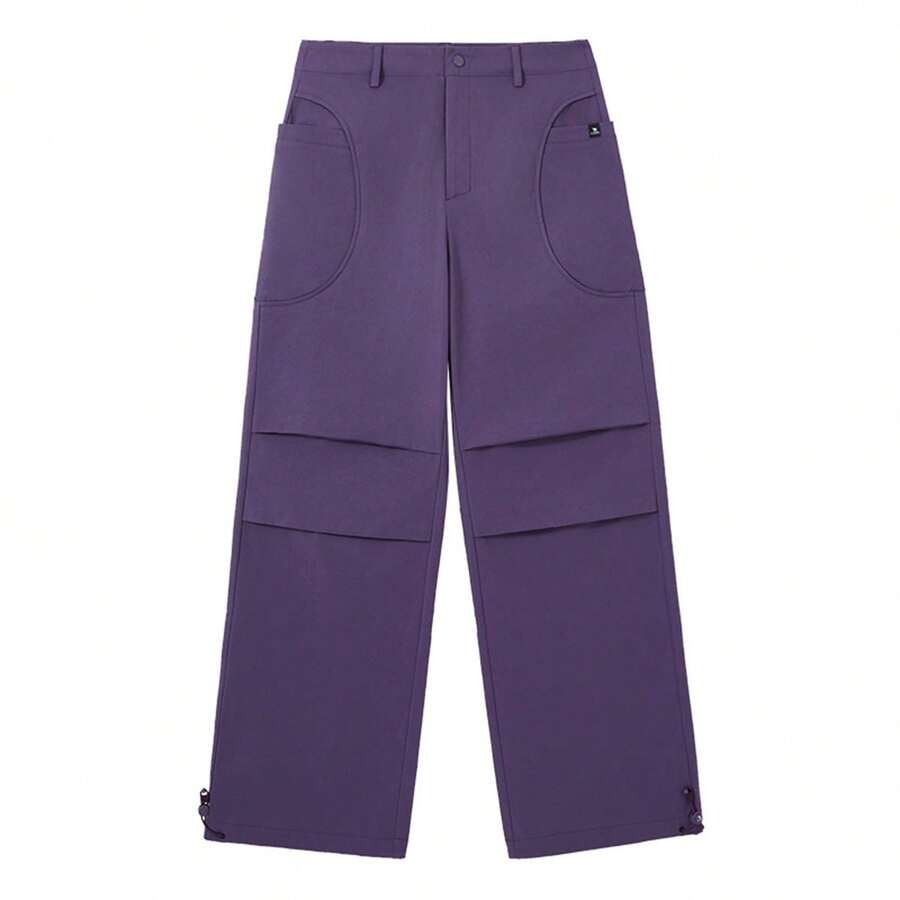 CAMEL CROWN Straight Overalls For Women, Anti-Static, Loose, Slim, Versatile, Casual, Paratrooper Trousers - Cyan Blue Purple - View 1