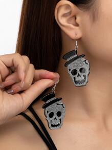 1 Pair Women's Halloween Acrylic Ghost Scream Cat Earrings, Fashionable & Unique