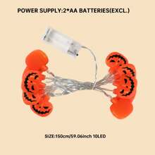 1 PIEZA Luz de cadena de 10/20 LED de una sola capa con forma de calabaza, luz de hadas con batería para crear una atmósfera espeluznante, adecuada para el hogar, dormitorio, interior y exterior, tienda, oficina, puerta, bar, club, decoración de fiesta de Halloween, decoración del hogar, decoración de fiesta, decoración de Halloween, decoración de habitación, decoración de jardín de Halloween como regalo