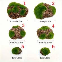 6件組人造苔蘚岩石 DIY 綠色仿真苔蘚球與石頭，適合花藝布置、仙女花園與手工藝，超細纖維材質，季節性裝飾，微景觀，戶外岩石花園裝飾，派對與節日 - 綠色A - 查看 7