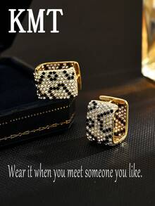 KMT 2pcs Copper Inlaid Zirconia Leopard & Snake Print Luxury Women's Fashion Earrings, Elegant Gift Box - Leopard Print - View 6