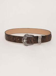 1pc Women's Embossed Vintage Western Buckle Denim Jeans Accessories Belt