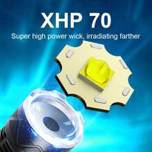 2025新款户外500米超亮远射手电筒XHP70灯芯5种模式调节伸缩LED照明灯适用于多种场景使用长效电池探照灯户外露营徒步登山探险夜走应急灯