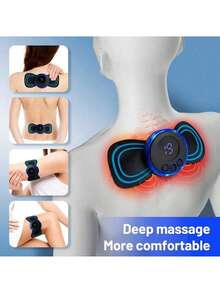 New Massage Patch, LCD Display, EMS Neck Massager, Neck & Back Massage Patch, 8 Modes Pulse Muscle Stimulator, Battery Capacity: 150mAh - Black - View 2